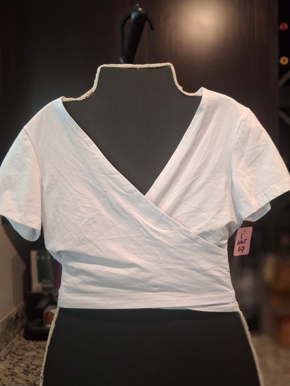 ZUFUL Women's Small White Wrap-Front Short Sleeve Top